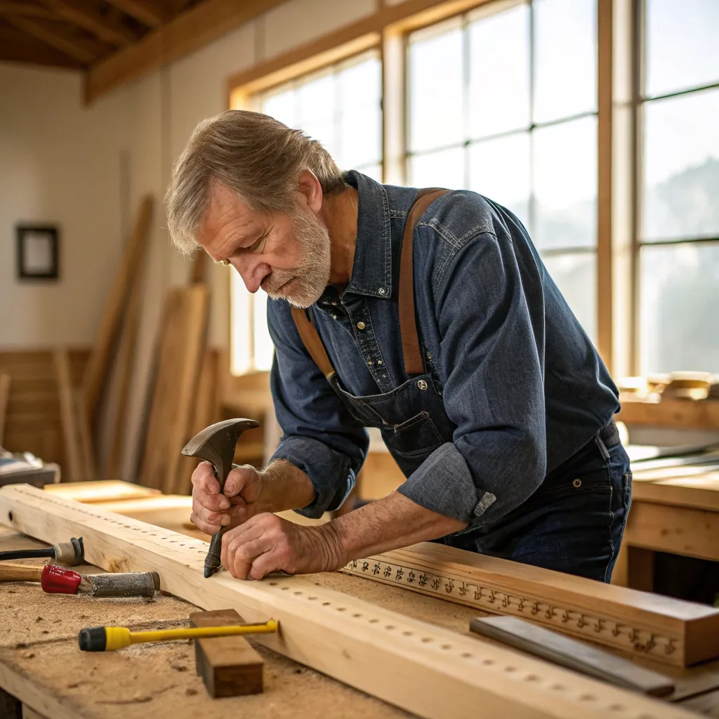 John Anderson working on a carpentry project